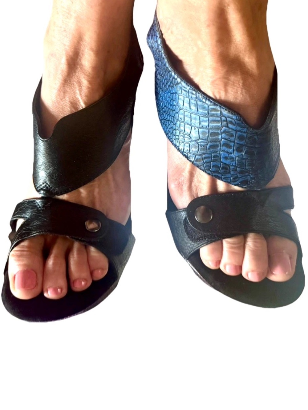 🐍MODZORI🐍 REVERSIBLES VELCRO ADJUSTABLE STRAPS VEGAN LEATHER SUEDE WEDGE SANDAL
